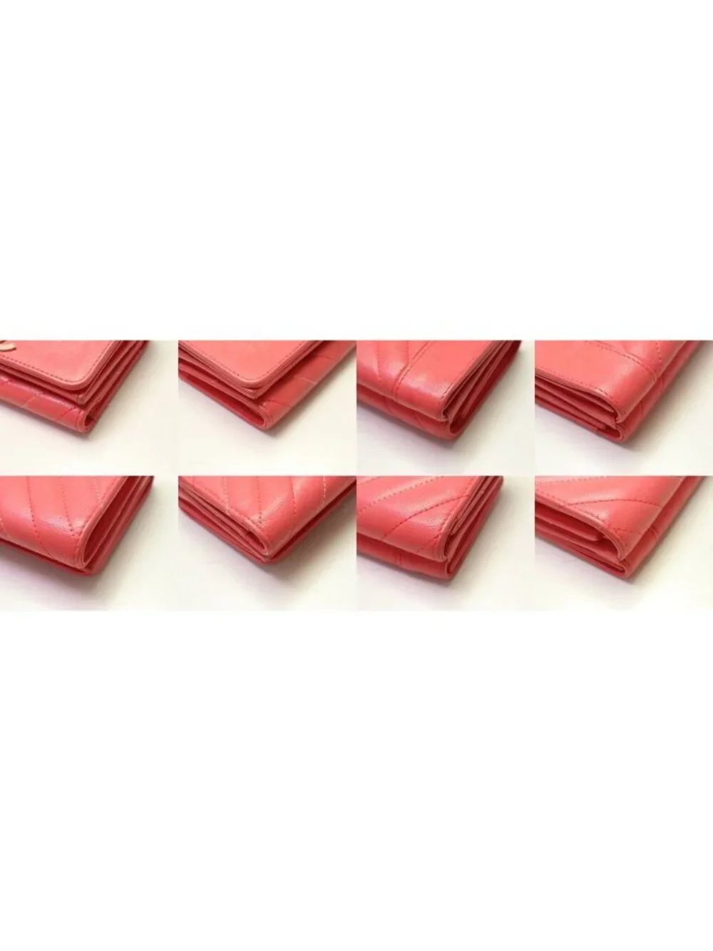 Chanel Mademoiselle Stitch Leather Pink Trifold Wallet